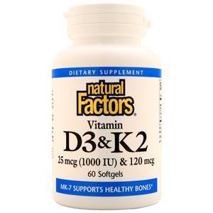 Natural Factors Vitamin D3 & K2 60 sgels
